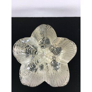 Genuine Silver Star Shaped Art Glass Bowl Dish Centerpiece Flower 8.5'' wide
